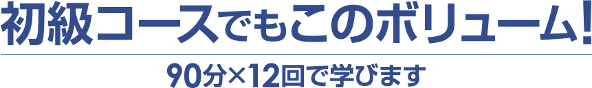 初級コースでもこのボリューム！90分×12回で学びます